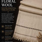 Floral Wool Shawl in beige with delicate floral embroidery and fringed edges made from premium soft wool